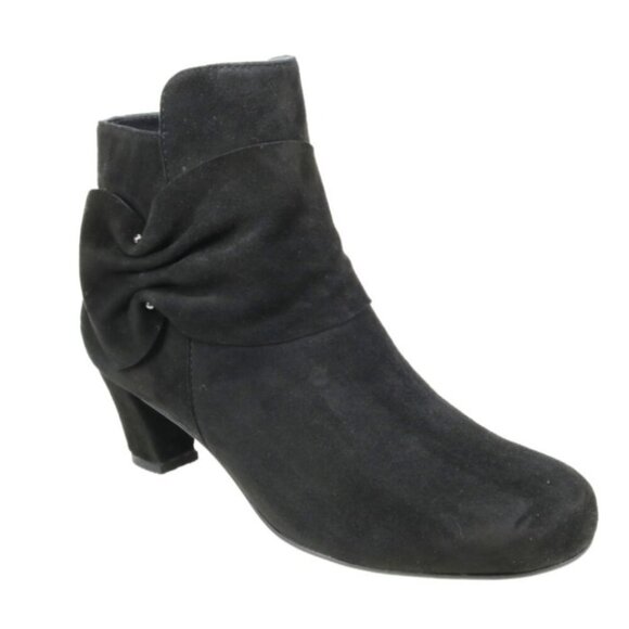 David Tate Shoes - David Tate Women's Cutey Suede Gathered Ankle Boots Black 7.5W